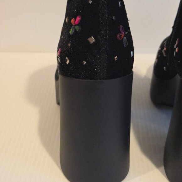 Betsey Johnson Womens Harriet Black Ankle Boots Shoes Size 9 Rhinestone Clusters - Picture 11 of 16